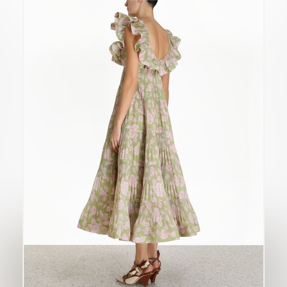 NWOT Zimmermann Lovestruck Pleated Ruffle Maxi Gown - Picture 3 of 8
